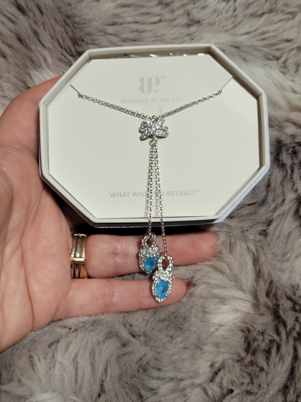 Ultra Rare Unicorn Sterling Silver Blue Teardrop Pendant Lariat Necklace -